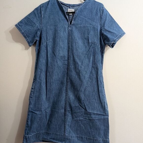 Jcrew blue cotton shift Denim V-neck dress size 6 with pockets - Picture 5 of 9